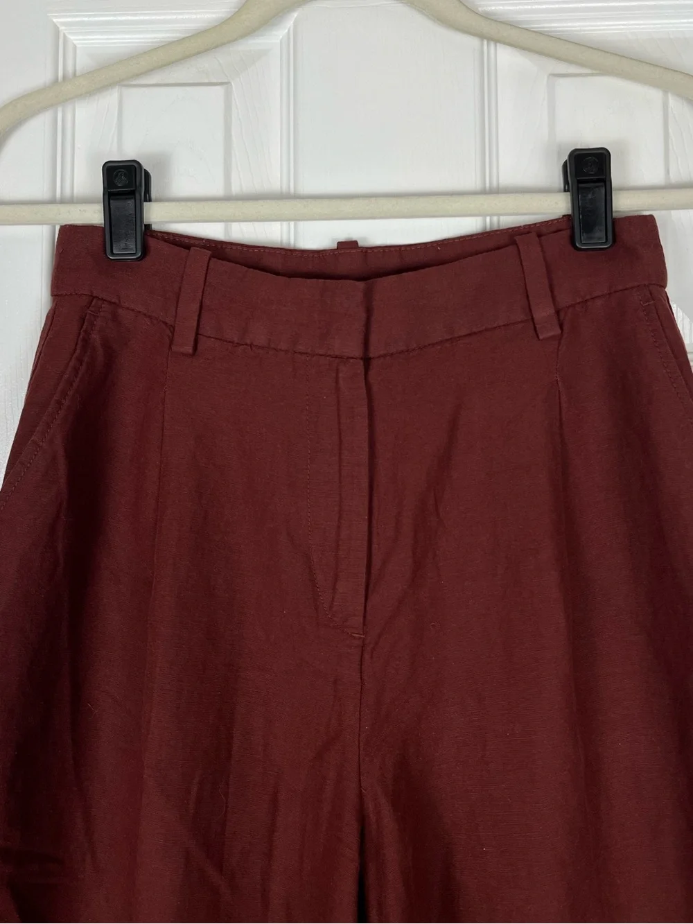 H&M Linen Blend Pleated Relaxed Wide Leg Trouser Pants Sz 2 Preppy Career